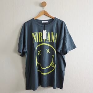 NWT Daydreamer NIRVANA Smiley Tee 2X Plus Vintage Black Grunge Made USA